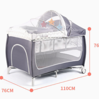 Multi-functional Folding Baby Crib, Portable Playpen with Mattress & Mosquito Net