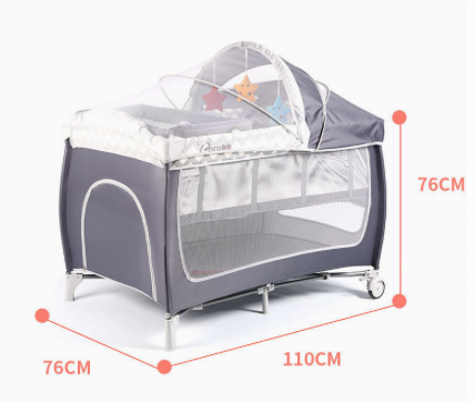 Multi-functional Folding Baby Crib, Portable Playpen with Mattress & Mosquito Net