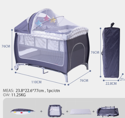 Multi-functional Folding Baby Crib, Portable Playpen with Mattress & Mosquito Net - 图片 7