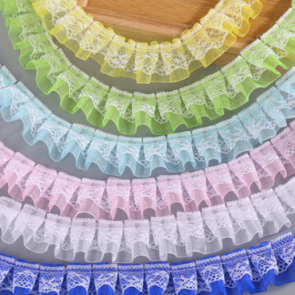 2.5cm Double-Layer Lace Trim, Snowy Fabric Ribbon Sold By The Yard