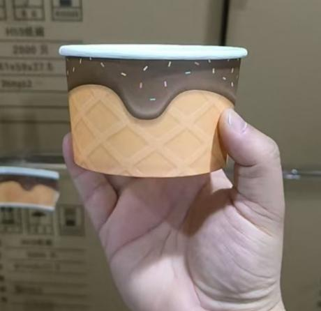 260ml Ice Cream Paper Cup, 4-color Printing, No Lid - 图片 2