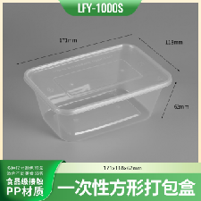 1000ml Disposable PP Plastic Food Container, Transparent With Lid